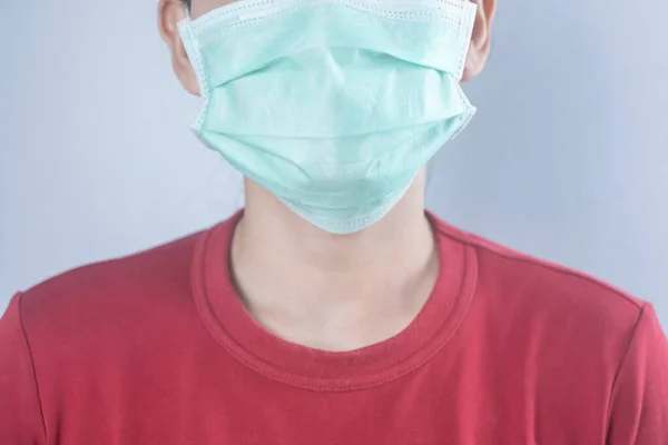 Mulher Close Usar Máscara Proteção Higiene Para Proteger Vírus Covid — Fotografia de Stock