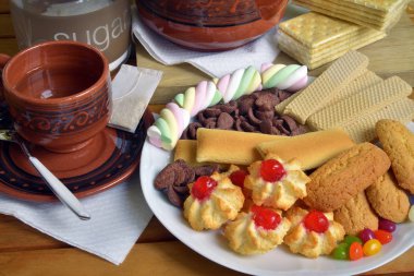 çay ve bisküvi evde. yakın çekim