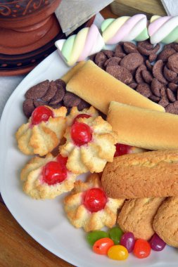 çay ve bisküvi evde. yakın çekim