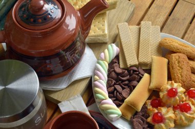 çay ve bisküvi evde. yakın çekim