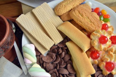 çay ve bisküvi evde. yakın çekim