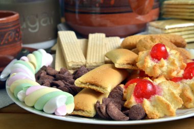 çay ve bisküvi evde. yakın çekim