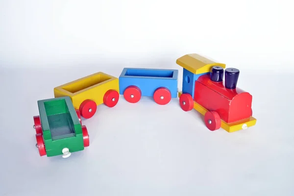 Дерев'яний поїзд, дитяча іграшка — стокове фото