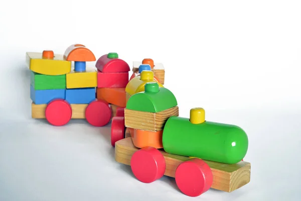木制火车，婴儿玩具 — 图库照片