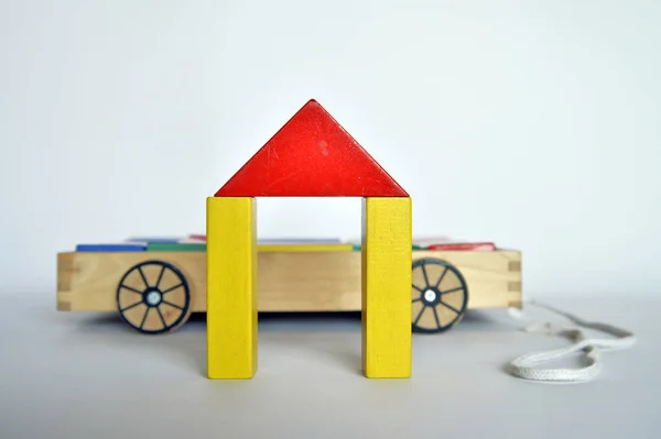 Costruzioni in legno per bambini giocare Foto Stock