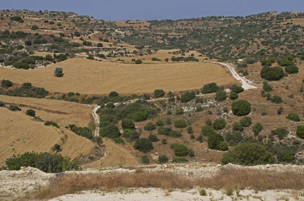 The unusual and rugged landscape of inland Cyprus Stock Photo