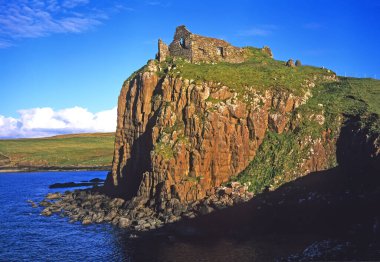 The impressive ruined Duntulm Castle  in the north of the Island of Skye in the Highlands of Scotland clipart
