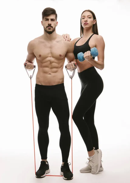 Fitness Couple Posing Studio — Stock Photo, Image