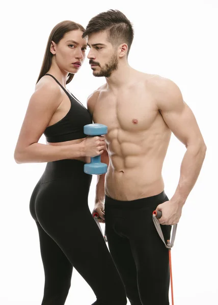 Fitness Couple Posing Studio — Stock Photo, Image