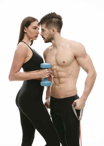 Fitness Couple Posing Studio — Stock Photo, Image