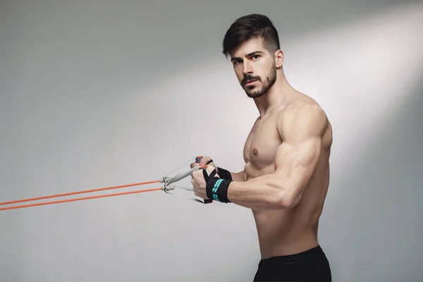 Schöner Athletischer Mann Fitness Modell Stockbild