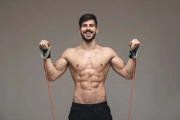 Schöner Athletischer Mann Fitness Modell Stockbild