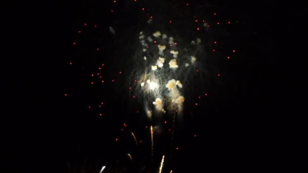 Meervoudig vuurwerk en kometen exploderen dichtbij zicht slow motion — Stockvideo