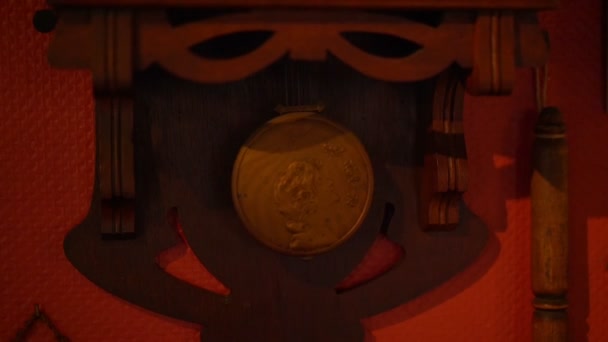 有圆形钟摆的不同寻常的木制祖父钟 — 图库视频影像