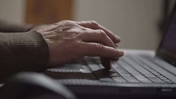 Человек учится пользоваться компьютером для общения с детьми — стоковое видео