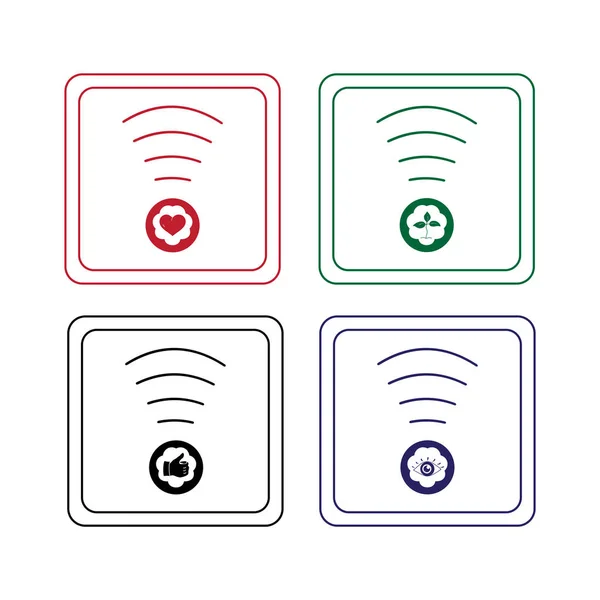 A set of small icons to indicate the type of environment and hea
