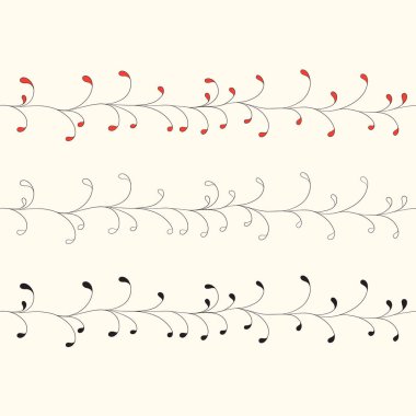 Dekoratif bitki dalları seti, yapraklı ve böğürtlenli bir bitkinin botanik çizimi, güzel bir çiçek tasarımı süsüsüyle geçmişe dönük bir resim.