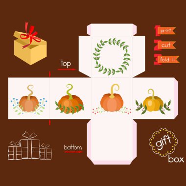 Yazdırılabilir hediye kutusu ile kabak