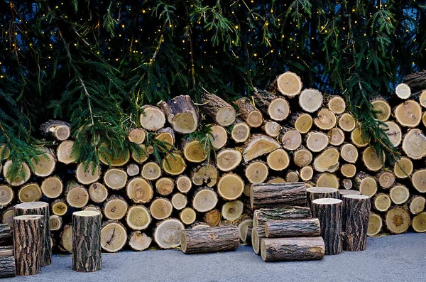 yakacak odun ve Ladin dalları yığını