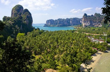 Railay Bay and beach - view from the view point in Krabi, Thailand clipart