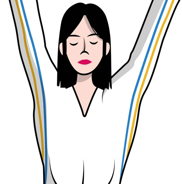 体操选手，手臂向上，背景为白色 — 图库矢量图片