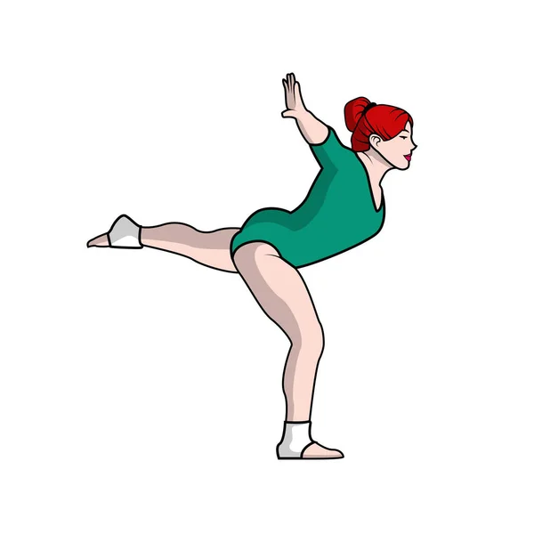 白种人背景的漂亮红头发女子体操运动员 — 图库矢量图片