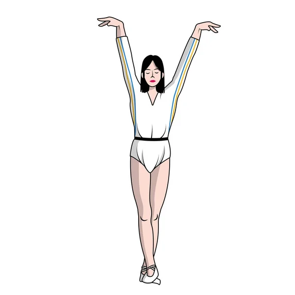 हात वर आणि पांढरा पार्श्वभूमीसह व्यायामशाळा स्त्री — स्टॉक व्हेक्टर