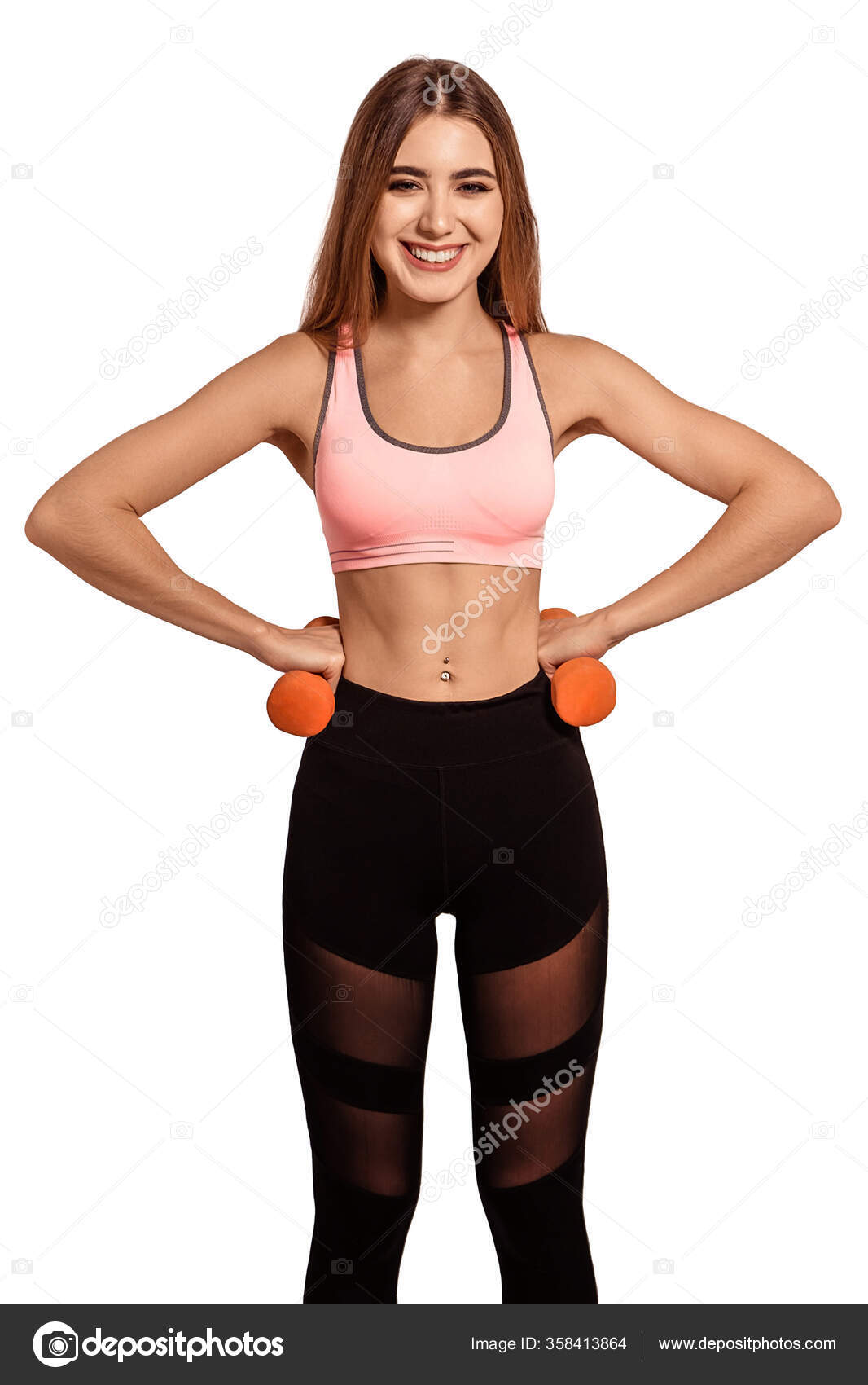 Fitness Sportswear Femme Sourit Et Pose Des Exercices Corporels À
