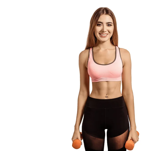 Schöne Junge Frau Sportbekleidung Top Und Leggings Enger Athletischer Körper — Stockfoto