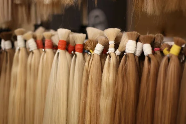 Διάφορα Χρώματα Του Straight Single Clip Human Hair Extensions — Φωτογραφία Αρχείου