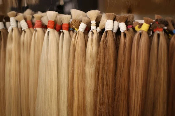 Diverse Kleuren Rechte Enkele Clip Menselijke Hair Extensions — Stockfoto