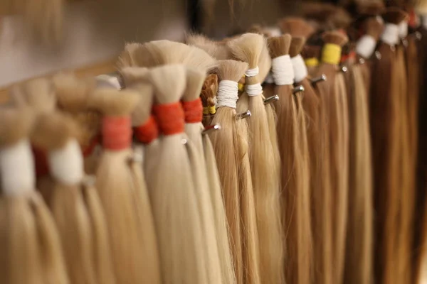 Diverse Kleuren Rechte Enkele Clip Menselijke Hair Extensions — Stockfoto