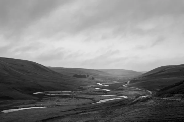 Die Bergstraße Von Elan Valley Nach Aberystwyth Einem Trostlosen Aber — Stockfoto