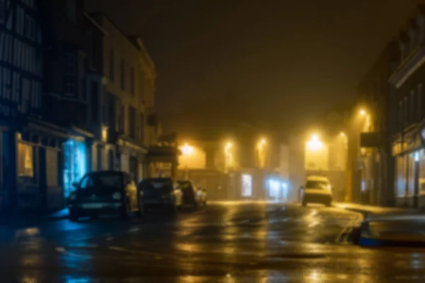 Wet High Street Moody Misty Winters Night Upton Severn Worcestershire — Stock Photo, Image