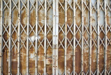 Paslı vintage eski metal kapı kapı arka plan, çelik kapı arka plan dokusu katlama.