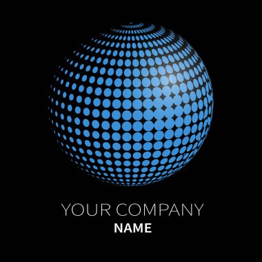 mavi noktalı resim küre iş logosuna siyah arka plan