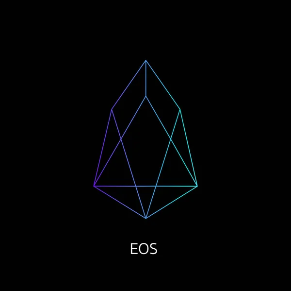 Векторная иллюстрация криптографический значок на заднем плане. EOS - это новая платформа блокчейна криптовалют на бирже. Цифровая валюта — стоковый вектор