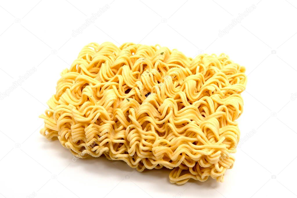 top view Instant Noodles on white background.