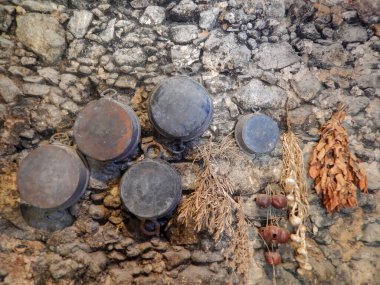 Kuzey Kıbrıs, Haziran 2019 Güzel otantik Kıbrıs Rum evi iç dayanağı.