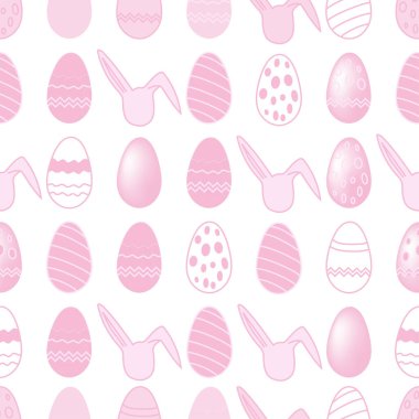 Seamless color easter eggs pattern background. Easter eggs icons in pink.