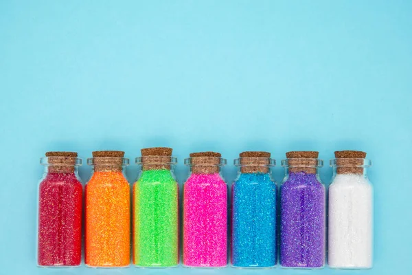Fashion Concept Small Jars Colorful Confetti — Stock Photo, Image
