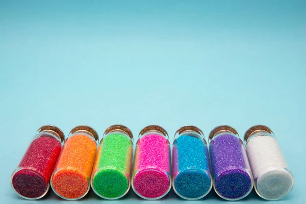 Moda Concepto Pequeños Frascos Con Confeti Colorido — Foto de Stock