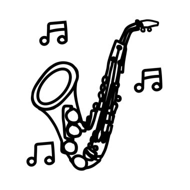 Saksafon müzik konsepti taslak biçim vektör illüstrasyonu