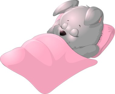 Uyku bunny beyaz bir arka plan üzerinde