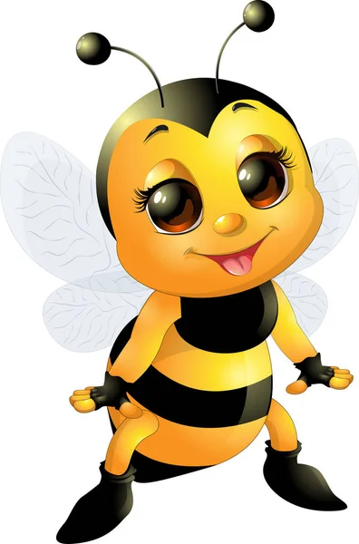 아름 다운 귀여운 꿀벌 — 스톡 벡터