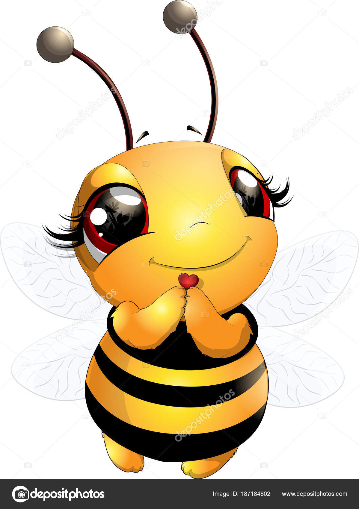 Download Beautiful Cute Bee Vector Image By C Andryuha19811 Vector Stock 187184802