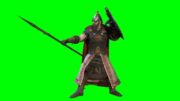 Skandináv Viking Hátterében Zöld Chromakey — Stock Fotó