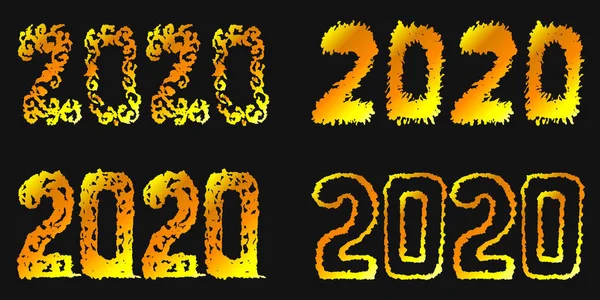 Szczęśliwego Nowego Roku 2020. Twórcza czcionka. Ilustracja wektora wakacyjnego — Wektor stockowy