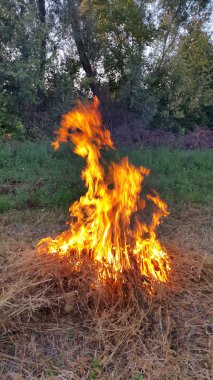 Yanan ateşin yakın çekimi açık havada 