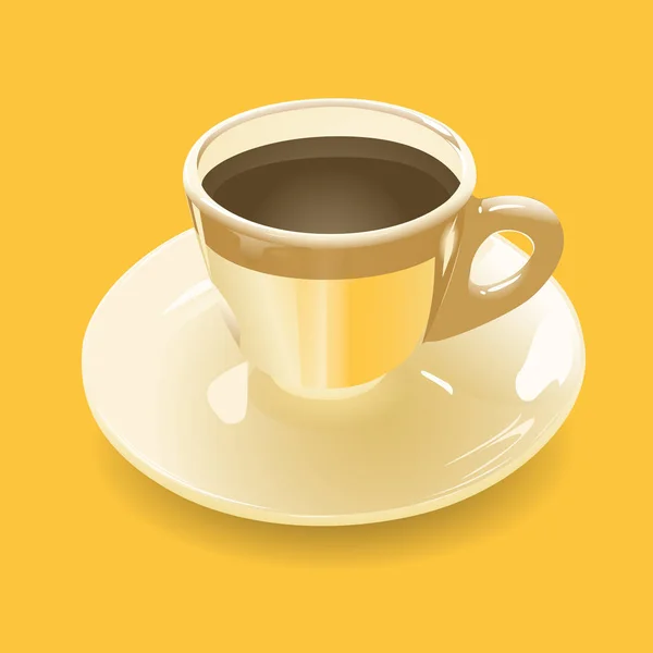 Golden Cup Coffee Yellow Background — Stock Vector